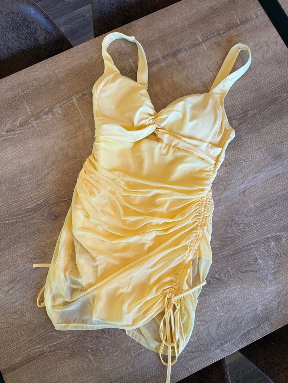 NWT Yellow Ruched One-Piece Swimsuit